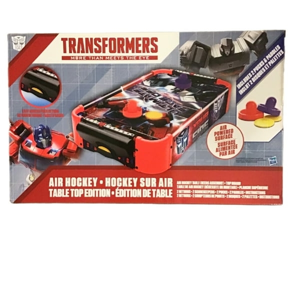 TRANSFORMERS AIR HOCKEY TABLE TOP EDITION 2 RETURNS 2 SCOREKEEPERS 2 PUCKS 2 PADDLES INCLUDED