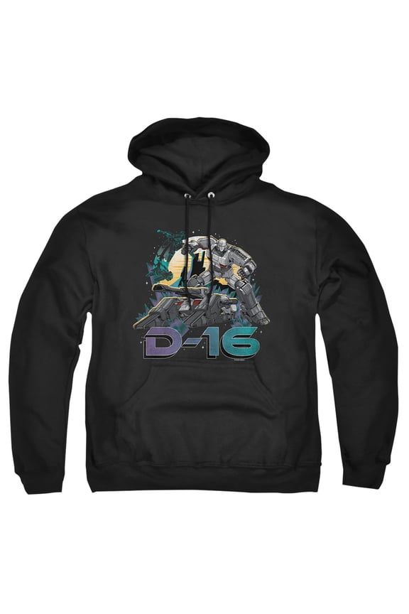 ONE D-16 Retro Adult Pull-Over Hoodie, Black, 4X-Large