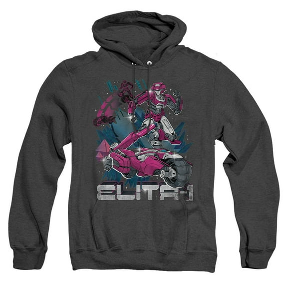TRANSFORMERS ONE Elita 1 Retro Unisex Adult Pull-Over Heather Hoodie, Black Heather, 3X-Large