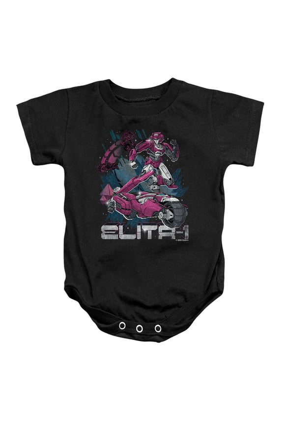 ONE Elita 1 Retro Unisex Infant Snap Suit for Baby, Black, Large