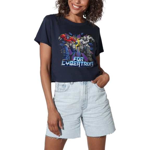 TRANSFORMERS ONE For Cybertron Clash Women's Crop Top T-Shirt, Navy, Small