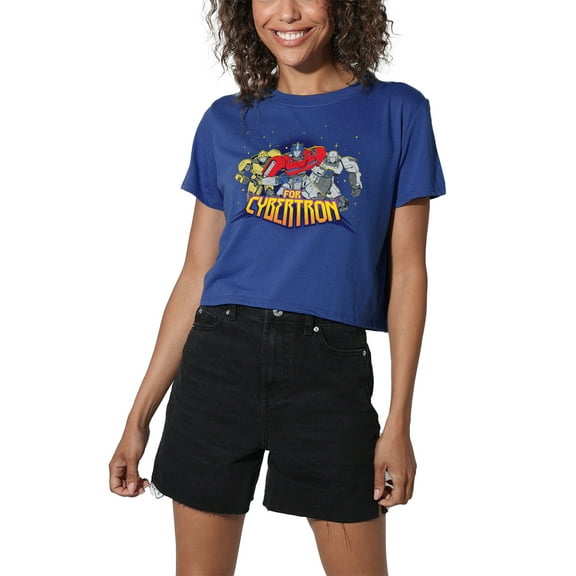 TRANSFORMERS ONE For Cybertron Group Women's Crop Top T-Shirt, Royal, X-Large