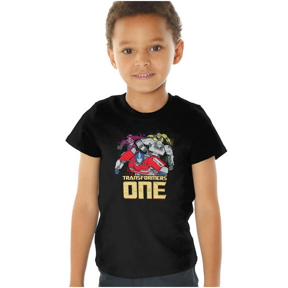 TRANSFORMERS ONE Group Logo Kids T Shirt (2) for Toddler Boys and Girls, Black