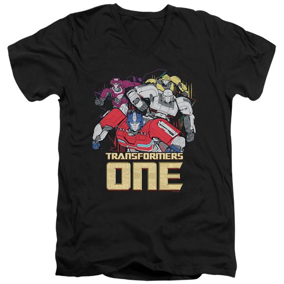 TRANSFORMERS ONE Group Logo Unisex Adult V-Neck T Shirt (Small) Black