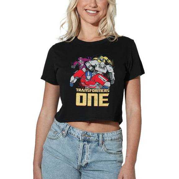TRANSFORMERS ONE Group Logo Women's Crop Top T-Shirt, Black, X-Large