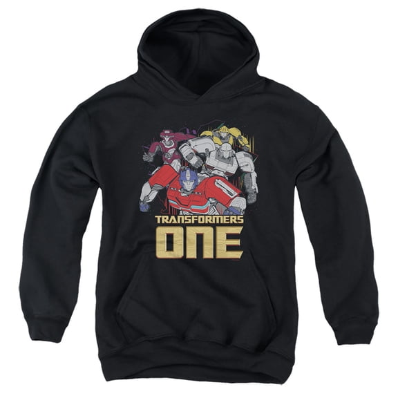 TRANSFORMERS ONE Group Logo Youth Kids Boy/Girls Pull-Over Hoodie, Black, Small