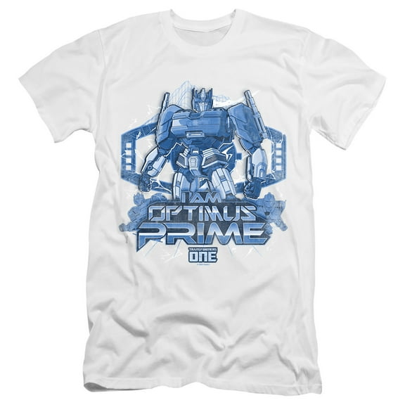 TRANSFORMERS ONE I Am Optimus Prime Unisex Adult Canvas Brand T Shirt, White, Large