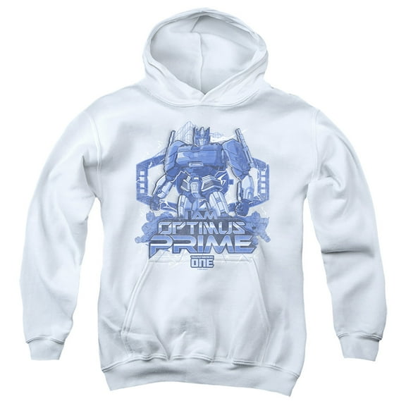 TRANSFORMERS ONE I Am Optimus Prime Youth Kids Boy/Girls Pull-Over Hoodie, White, Medium