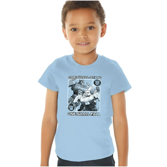 TRANSFORMERS ONE Optimus Megatron Clash Kids T Shirt (3) for Toddler Boys and Girls, Light Blue