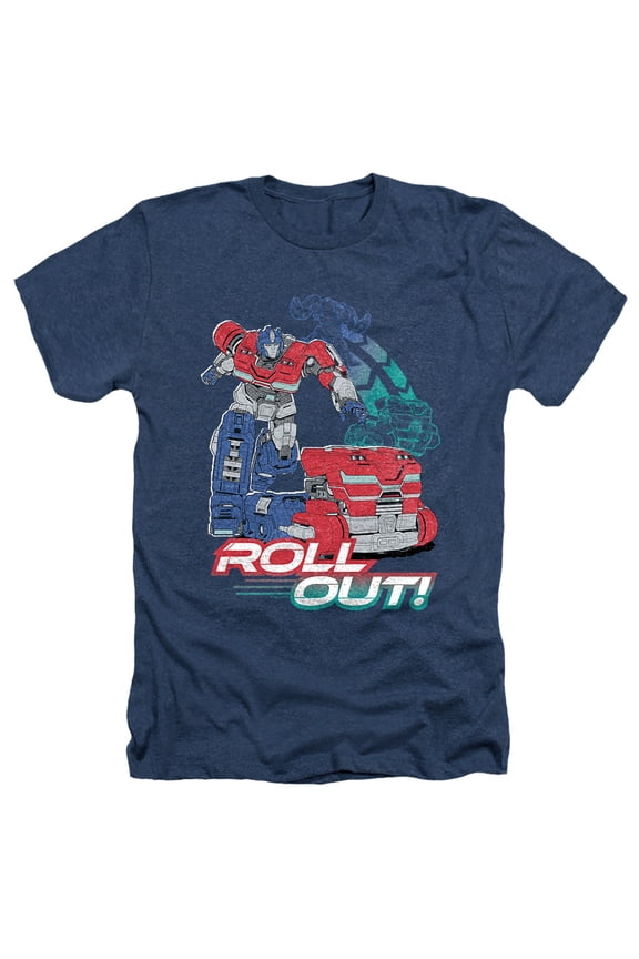 ONE Optimus Roll Out Unisex Adult Heather T Shirt, Navy Heather, Small