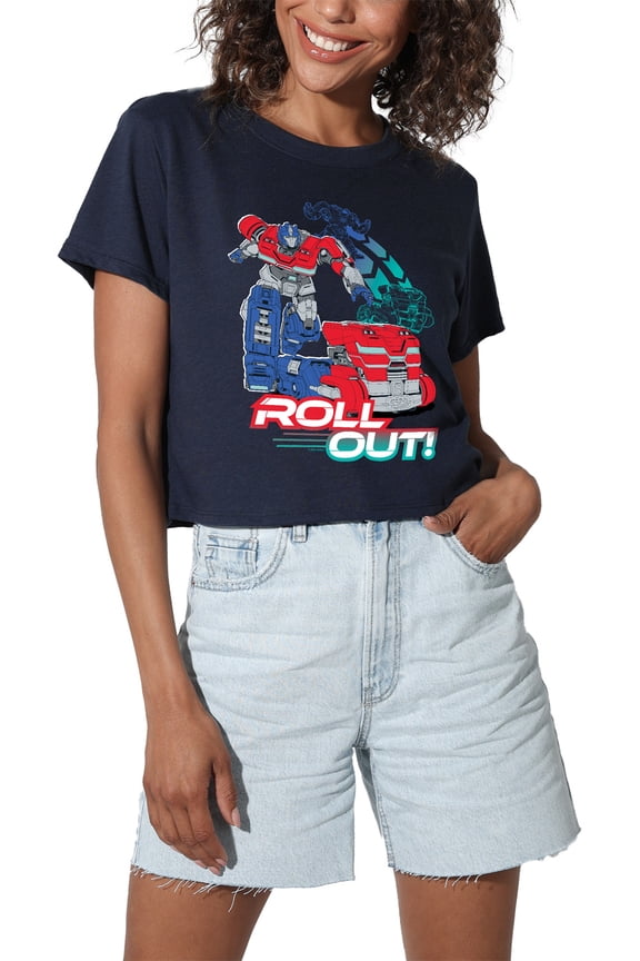 ONE Optimus Roll Out Women's Crop Top T-Shirt, Navy, Large