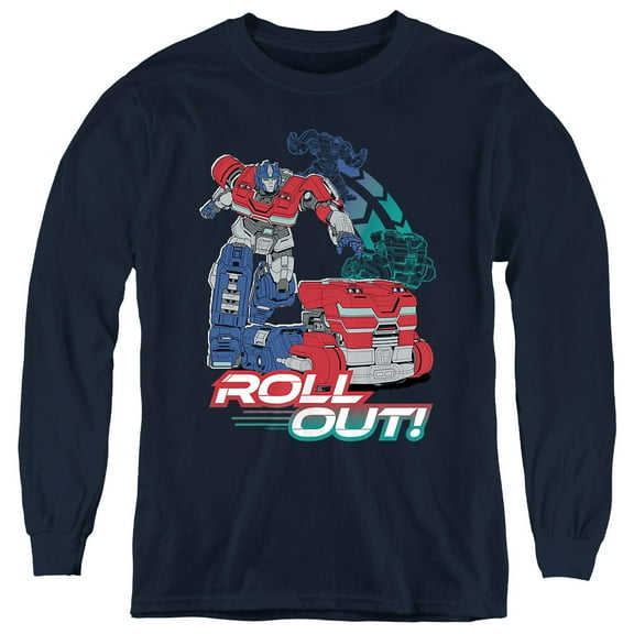 TRANSFORMERS ONE Optimus Roll Out Youth Long Sleeve T Shirt, Navy, X-Large