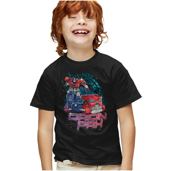 TRANSFORMERS ONE Orion Pax Retro Kids T Shirt for Youth Boys and Girls, Black, Small