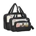 thumbnail image 1 of TRANSFREE 3pcs Clear Makeup bag Travel Cosmetic bag Toiletry Bag Portable Organizer Zipper PVC Pouch Transparent Storage Bag (Cool Black), 1 of 8