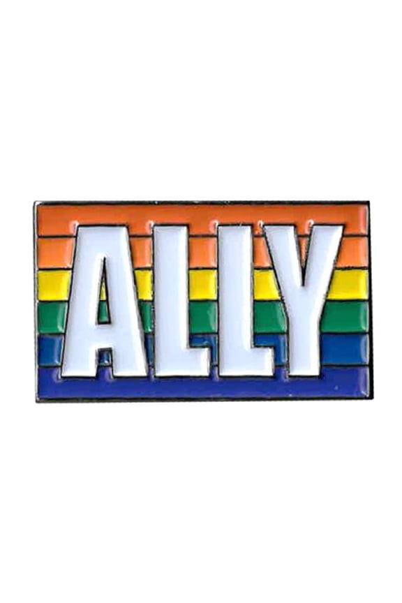 TRANSGENDER RAINBOW FLAG 'ALLY' PIN - Transgender Flag Gay Pride "ALLY" Novelty Backpack Enamel Lapel PIN