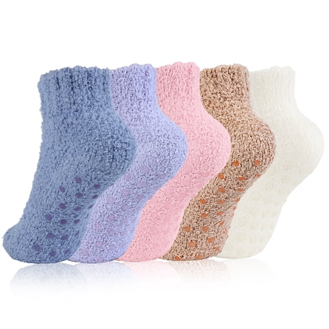 Women Fuzzy Socks with Non Slip Grip Soft Warm Gift Idea for Her on Holidays Anniversaries
