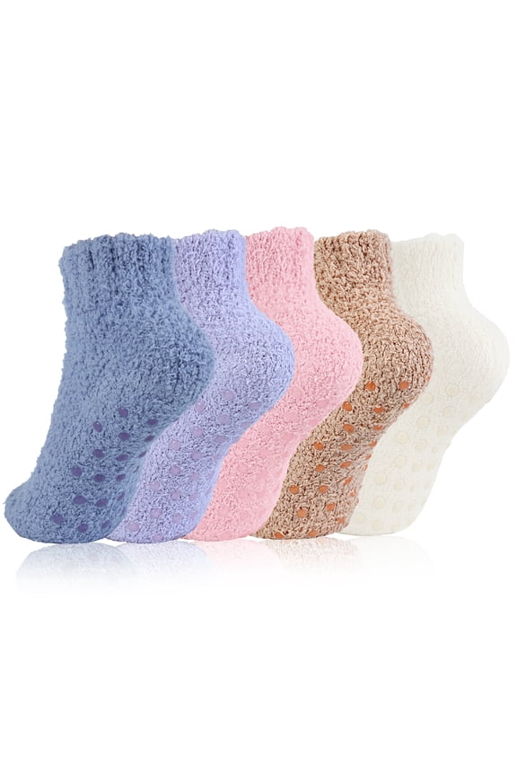Women Fuzzy Socks with Non Slip Grip Soft Warm Gift Idea for Her on Holidays Anniversaries