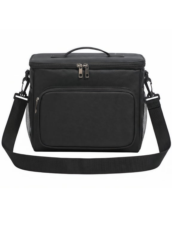Adult Lunch Box Insulated Tote Bag for Women Men Large Capacity 10.5L Black