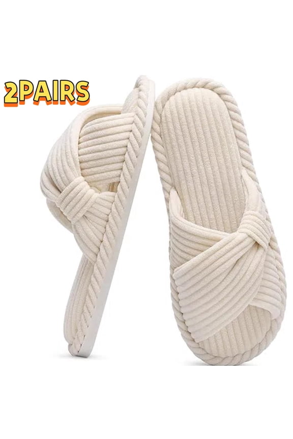 Slippers for Women Plush Open Toe Sandals Ultra Comfy Portable Indoor Outdoor