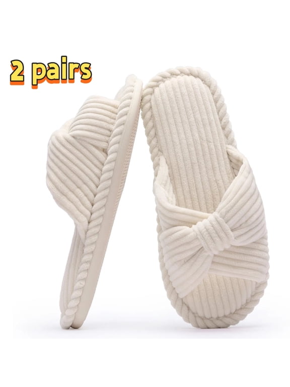 Slippers for Women Plush Open Toe Sandals Ultra Comfy Portable Indoor Outdoor