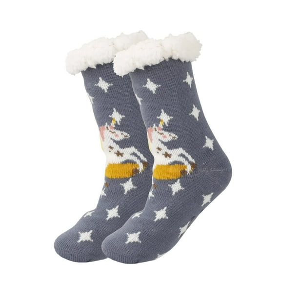 Women Slipper Socks with Gripper Winter Warm Non Slip Thick Fuzzy Socks Warm Cozy Christmas Gift