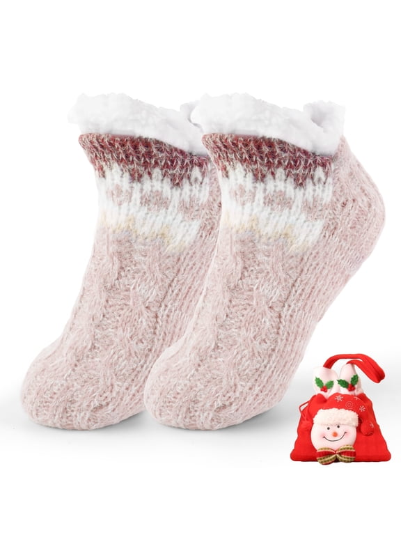 Slipper Socks for Women with Gripper Winter Socks Warm Cozy Xmas Gift