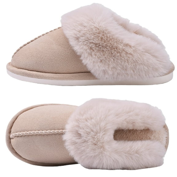 TRANSLINK Womens Fuzzy Slippers Soft Warm Cozy with Memory Foam Slip On Fluffy Plush for Indoor Outdoor House Shoes