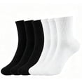 thumbnail image 1 of TRANSLINK Women Men's 6 Pack Crew Socks, 3 Black 3 White, 75% Cotton Cushioned Athletic Socks, Moisture Wicking Work Socks, 1 of 7