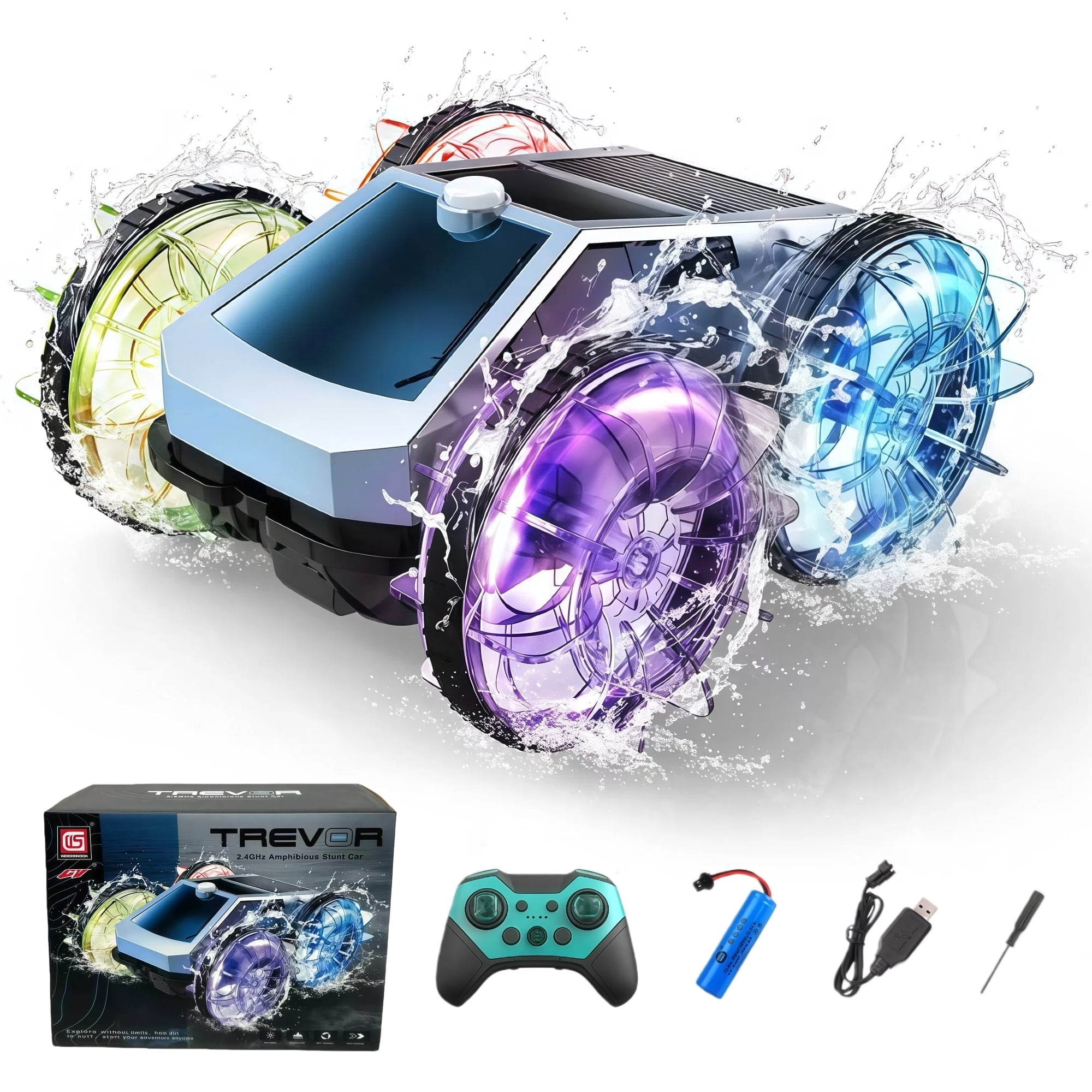 Remote Control Car 2.4 GHz Waterproof RC Trucks 4WD All Terrain Off-Road Pickup Kids Xmas Birthday Gifts Present Boys Girls Toys Ages 6+