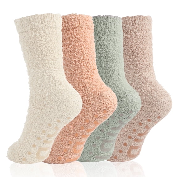 TRANSLINK Fuzzy Socks for Women Warm Comfort Anti Slip Socks Great for Cold Seasons Home Safety