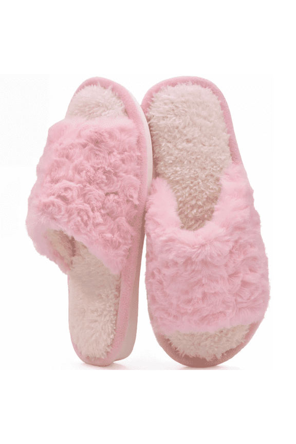 Fuzzy Open Toe Slippers Ultra Soft Slip On House Shoes Featuring Memory Foam Ideal Gifts for Women Her Mom