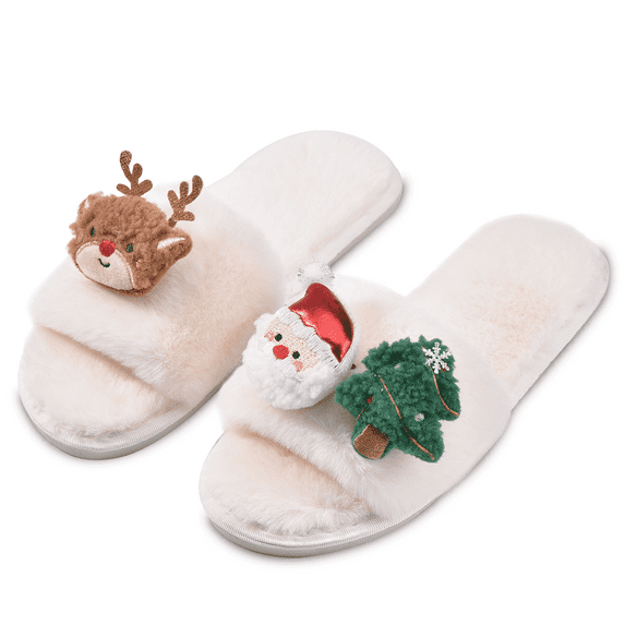 Women Fuzzy Slippers Cozy Soft Lightweight Memory Foam Indoor House Shoes Xmas Gifts for Womens Her Mom