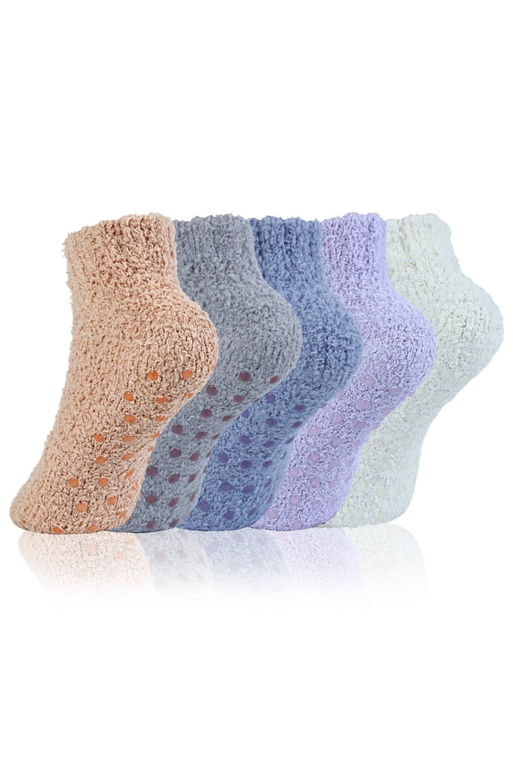 Women Fuzzy Socks with Non Slip Grip Soft Warm Xmas Gifts for Womens Her Mom
