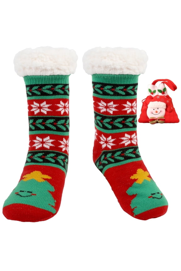 Women Slipper Socks with Grippers Non Slip Sherpa Lined Slipper Socks