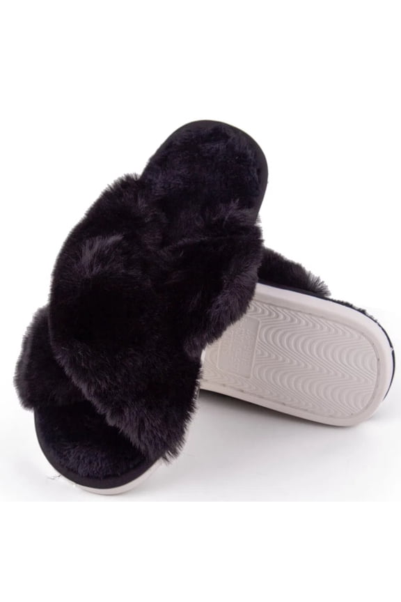 Women Open Toe Slippers Ultra Soft Memory Foam Fuzzy Slides for Lounge Indoor Outdoor Wear