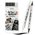 thumbnail image 1 of TRANSON 6 Black and 2 White Paint Pens Brush and Fine Dual-tip Acrylic Paint Marker for Rock Glass Canvas Wood Leather Ceramic DIY Painting, 1 of 7