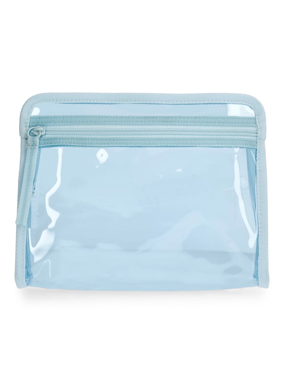 Women's Clear Beach Pouch with Contrast Trim, Blue