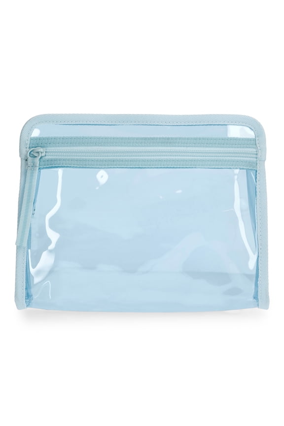 Women's Clear Beach Pouch with Contrast Trim, Blue