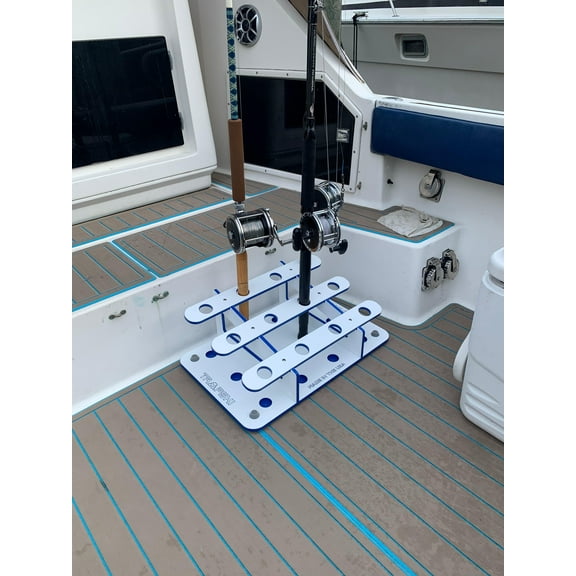 Made in the USA Fishing Rod Rack | 12 Pole Waterproof Wash-down | Dock, Garage, Boat, Storage