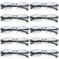 TRARIND 10 Pack Rimless Reading Glasses Blue Light Blocking Computer Readers for Women Men Rectangular Eyewear Lightweight Magnification Presbyopia Eyeglasses