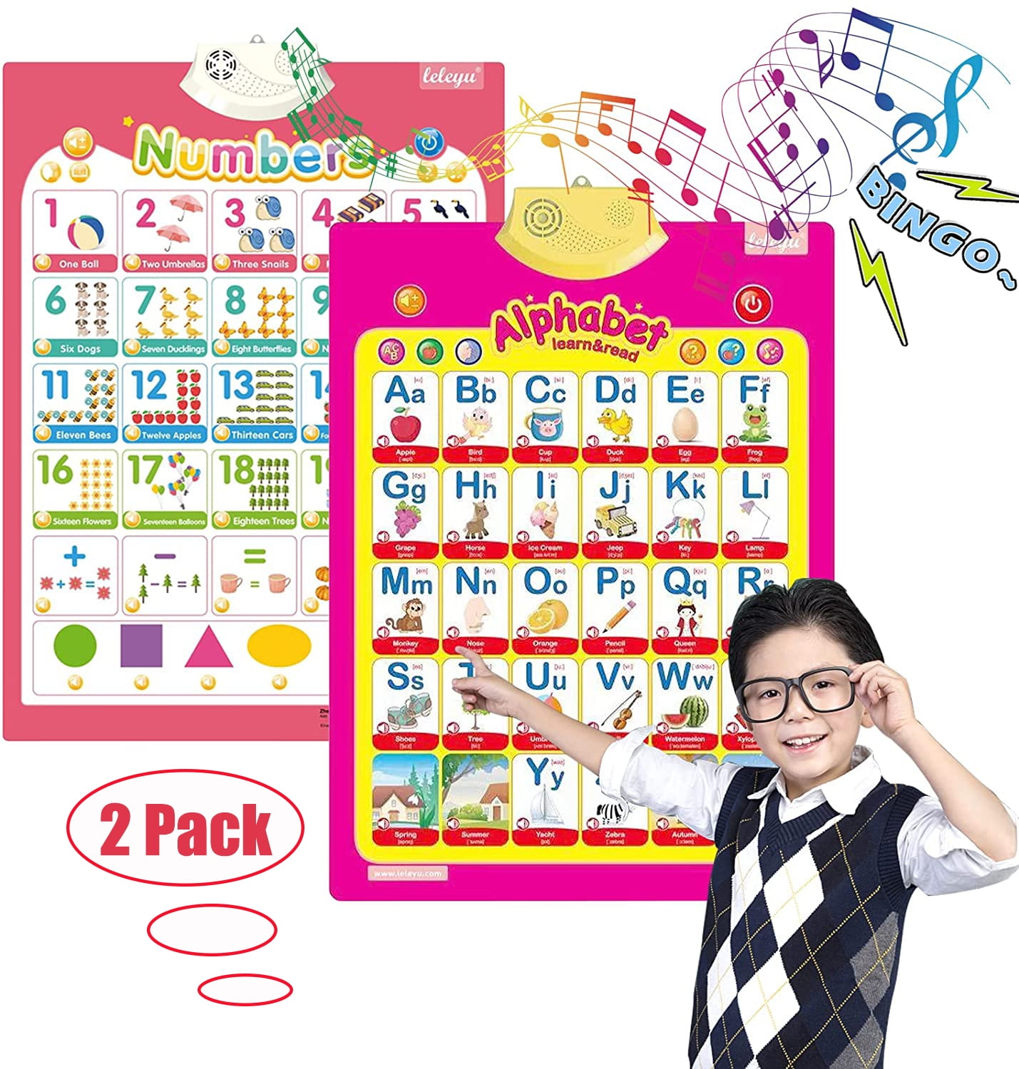 TRARIND 2Pcs Interactive Alphabet Poster for Toddlers Wall Alphabet ...