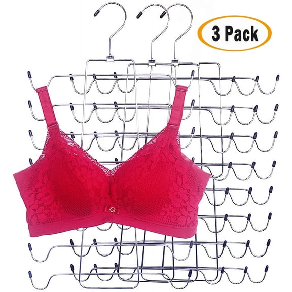 TRARIND 3 Pack Tank Tops Hanger Bra Hangers Space Saving Hanger Metal Folding Closet Organizer for Tank Tops, Cami, Bras, Bathing Suits, Belts, Ties