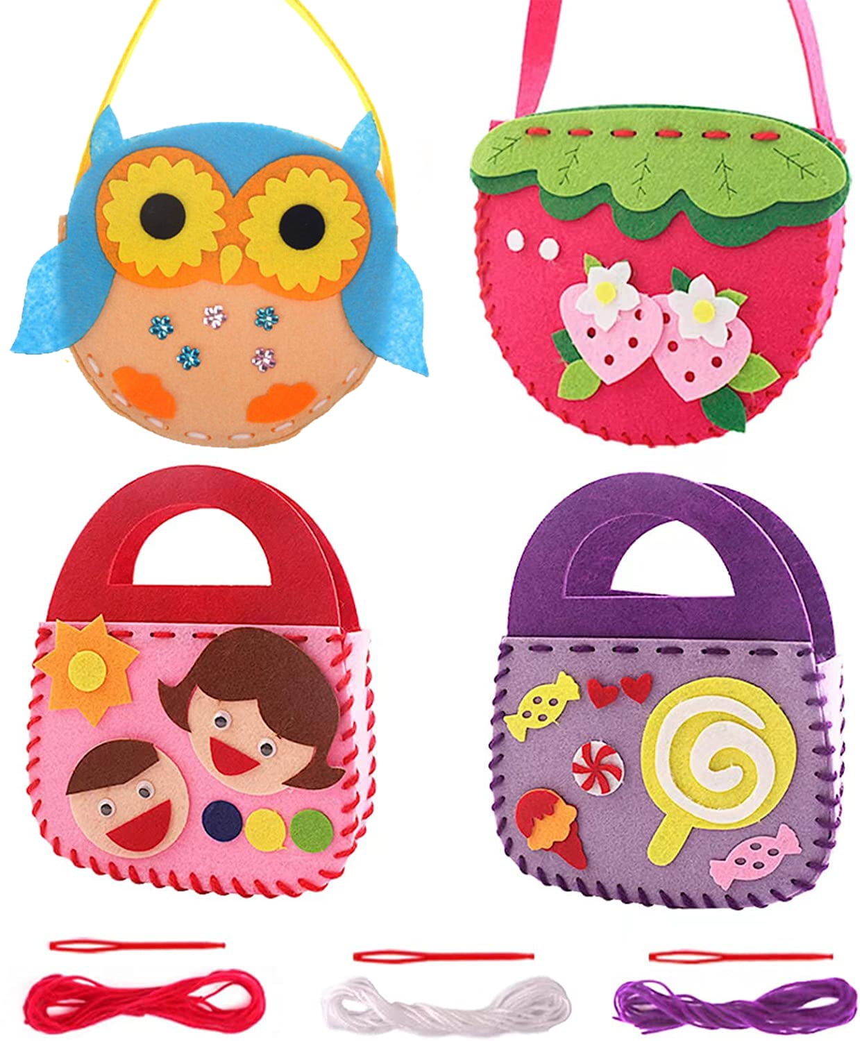 TRARIND 4 Pack Toddler Arts and Crafts for Kids Ages 2 3 4 5 6 Years Old, DIY Craft Kits for Sewing Sets, Preschool Educational Kids Toys Sewing Craft Kits for Kids DIY Art Craft Hand Play Set