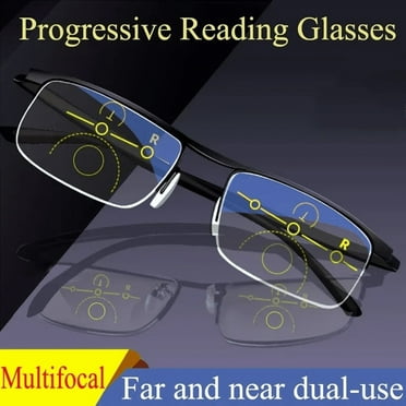 TRARIND Anti-blue Light Reading Glasses Smart Zoom Progressive Multi-Focus Computer Readers for Women Men Rectangular Eyewear Lightweight Magnification Presbyopia Eyeglasses