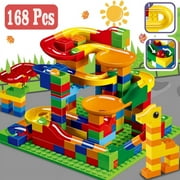 TRARIND Run Building Blocks for Kids Ages 4-8, 168 PCS Classic Big Size Blocks Set, Crazy Run Building Blocks with 4 Balls Race Track, Educational Toys Bricks Set Christmas Birthday Toy for Boys Girls