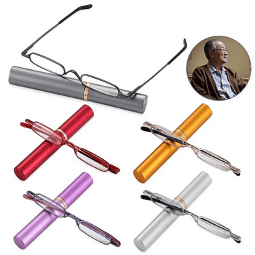 TRARIND Portable Mini Pocket Reading Glasses Blue Light Blocking, Metal Small Eyeglasses with Case for Women Men Lightweight Lightweight Magnification Presbyopia Eyeglasses +1.00~4.00