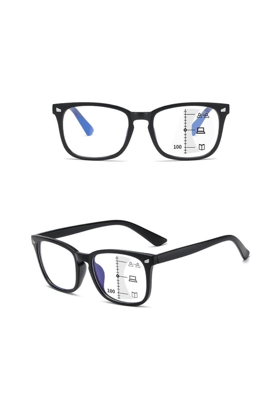 Progressive Multifocus Reading Glasses Blue Light Blocking Computer Readers for Women Men Rectangular Eyewear Lightweight Magnification Presbyopia Eyeglasses +2.00
