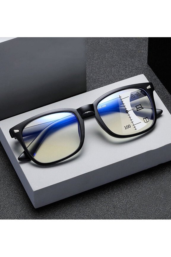 Progressive Multifocus Reading Glasses Blue Light Blocking Computer Readers for Women Men Rectangular Eyewear Lightweight Magnification Presbyopia Eyeglasses