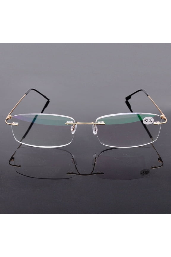 Rimless Reading Glasses Blue Light Blocking Computer Readers for Women Men Rectangular Eyewear Lightweight Magnification Presbyopia Eyeglasses +1.00~+4.00