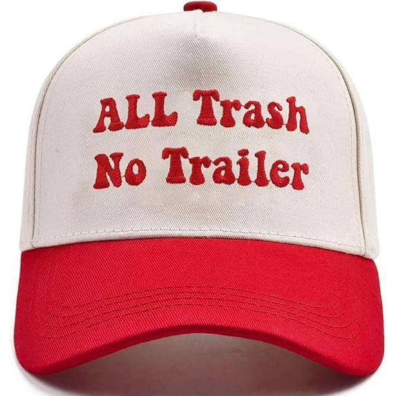 ALL TRASH NO TRAILER Hat, Funny Embroidered Baseball Cap With Bold Statement, Adjustable Dad Hat For Men And Women, Trendy Fashion Accessory For Streetwear, Daily Outfits And Casual Style